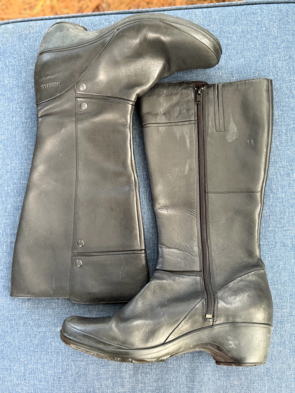 Merrell Women's Black Leather Mid-Calf Zip Boots- Durable - Picture 3 of 8